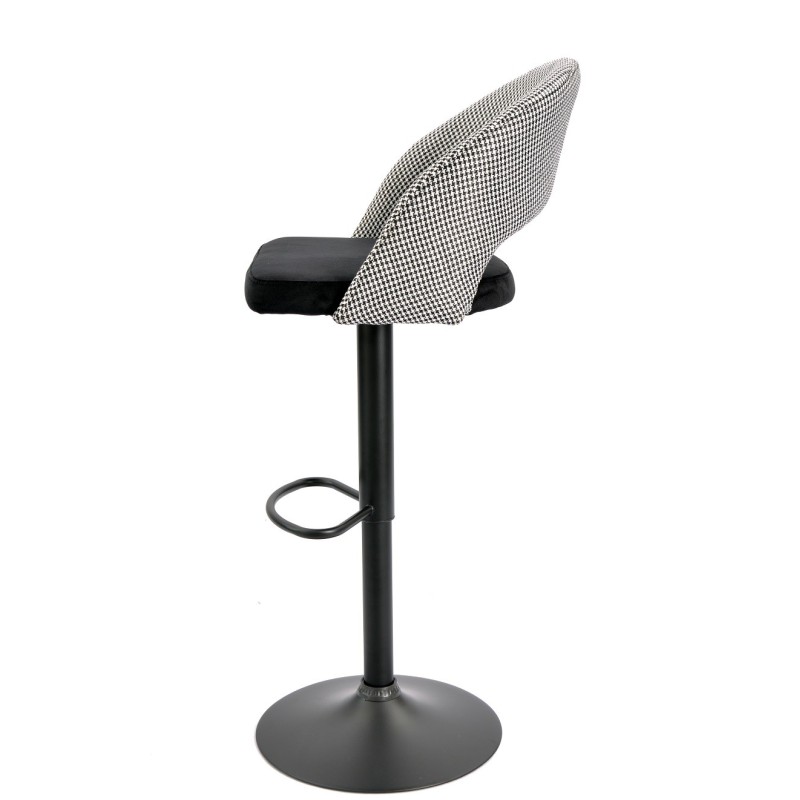 Taburete TEIDE, regulable, metal negro, tapizado pata de gallo con negro-0