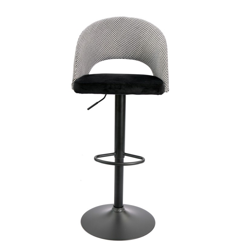 Taburete TEIDE, regulable, metal negro, tapizado pata de gallo con negro-1