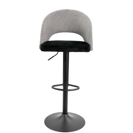 Taburete TEIDE, regulable, metal negro, tapizado pata de gallo con negro-1