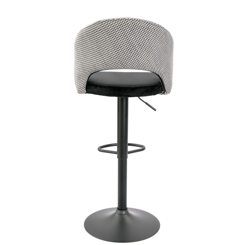 Taburete TEIDE, regulable, metal negro, tapizado pata de gallo con negro-2