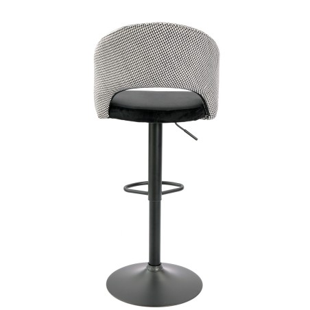 Taburete TEIDE, regulable, metal negro, tapizado pata de gallo con negro-2