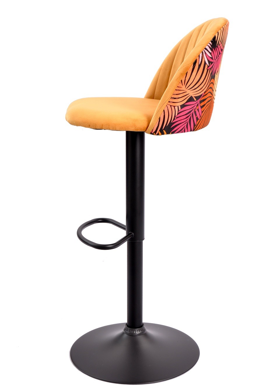 Tapizado velvet amarillo con trasera floral a juego