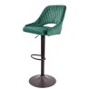 Taburete YASUR, regulable, metal negro, tapizado velvet 56 verde oscuro