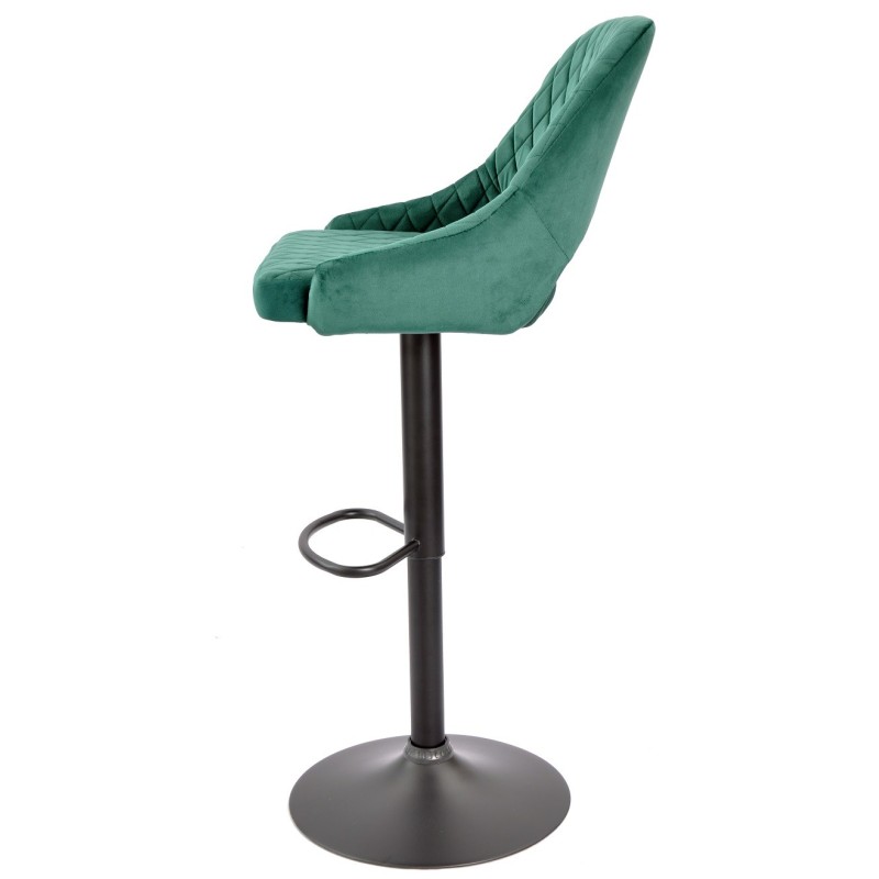Taburete YASUR, regulable, metal negro, tapizado velvet 56 verde oscuro-0