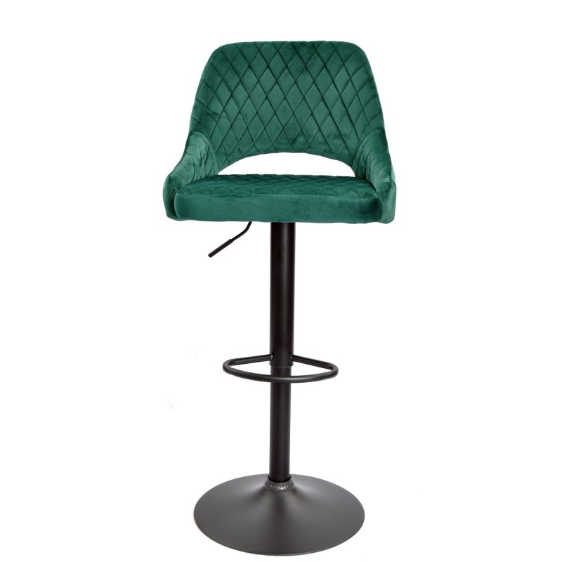 Taburete YASUR, regulable, metal negro, tapizado velvet 56 verde oscuro-1