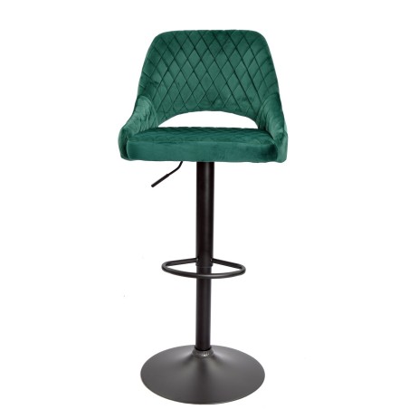 Taburete YASUR, regulable, metal negro, tapizado velvet 56 verde oscuro-1
