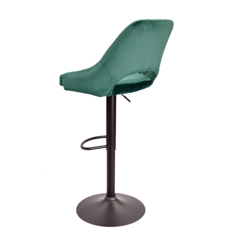 Taburete YASUR, regulable, metal negro, tapizado velvet 56 verde oscuro-2