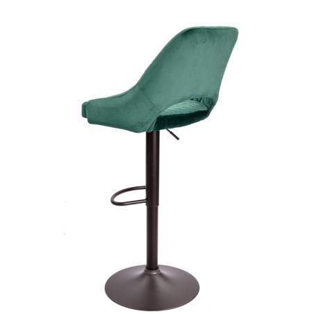 Taburete YASUR, regulable, metal negro, tapizado velvet 56 verde oscuro-2
