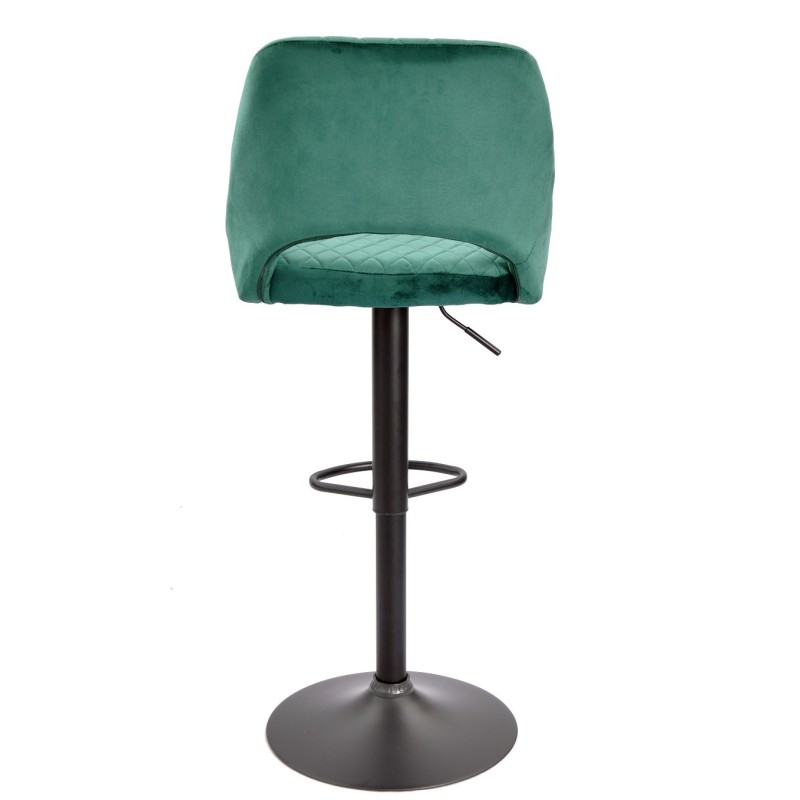 Taburete YASUR, regulable, metal negro, tapizado velvet 56 verde oscuro-3
