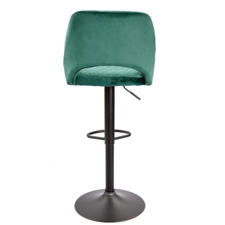 Taburete YASUR, regulable, metal negro, tapizado velvet 56 verde oscuro-3