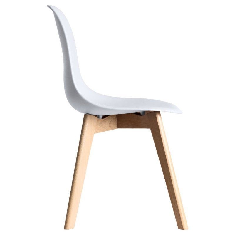 Silla MARAIS, madera, polipropileno blanco-1