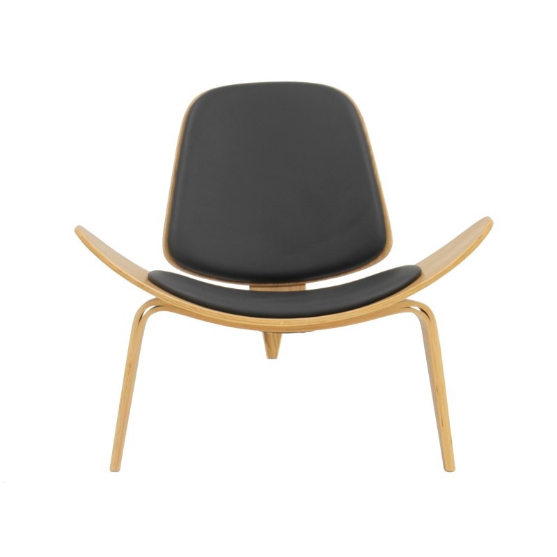 Sillón NORDIC (R), fresno, similpiel negra-0
