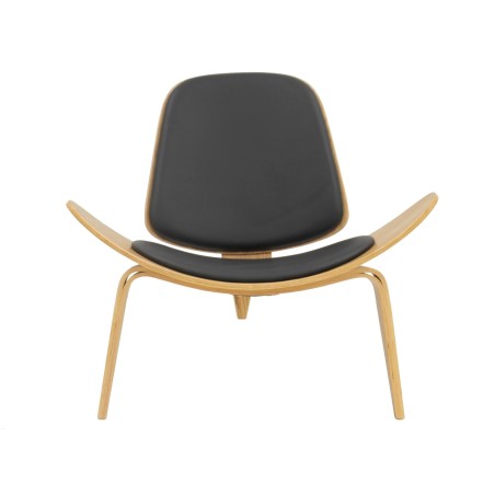 Sillón NORDIC (R), fresno, similpiel negra-0