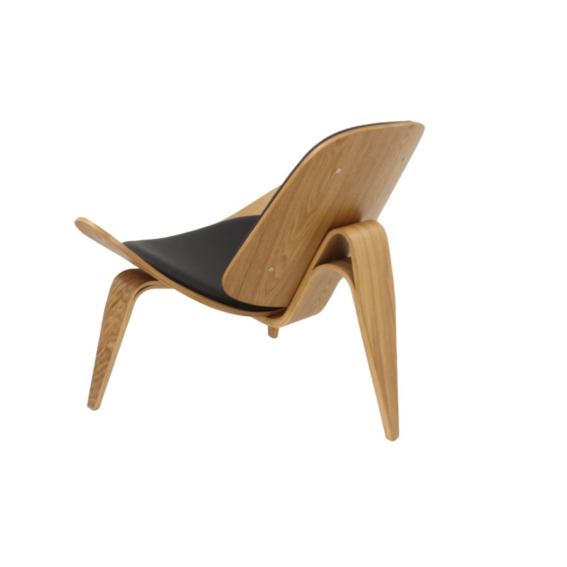 Sillón NORDIC (R), fresno, similpiel negra-1