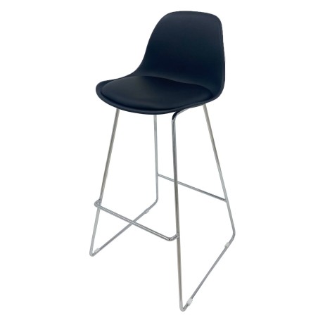 Taburete TOW FINN, cromado, carcasa y tapizado negro-1