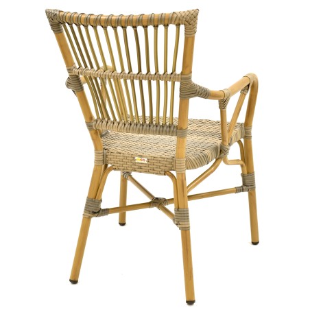 Sillón PAROS, apilable, aluminio, ratán marrón y gris-2