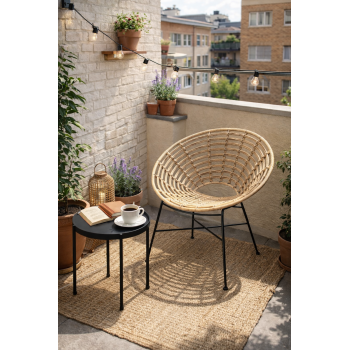Sillón CIDORA, metal, ratán beige 2