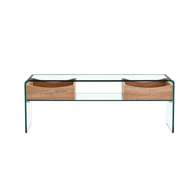 Mesa TV LIBRA, cajones, cristal curvado, 120 x 35 cms-0