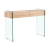 Consola GIOVANNA, 2 cajones, madera, cristal templado, 110 x 40 cms