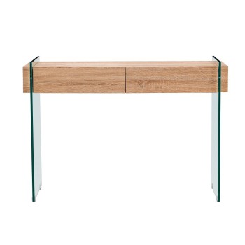 Consola GIOVANNA, 2 cajones, madera, cristal templado, 110 x 40 cms 2