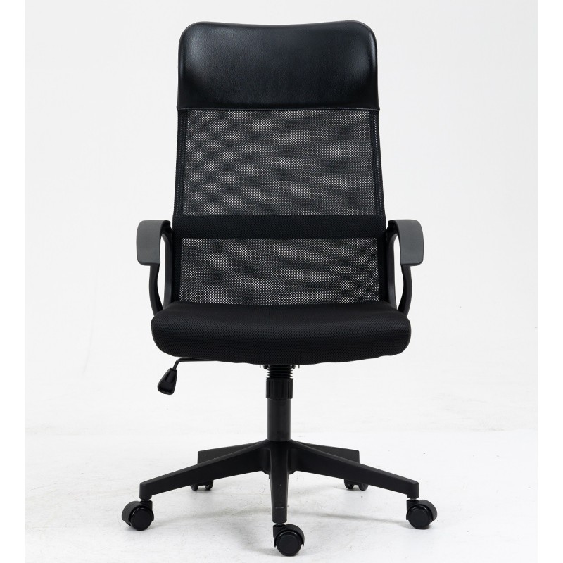 Sillón de oficina VERTON, negro, malla negra, asiento negro-1
