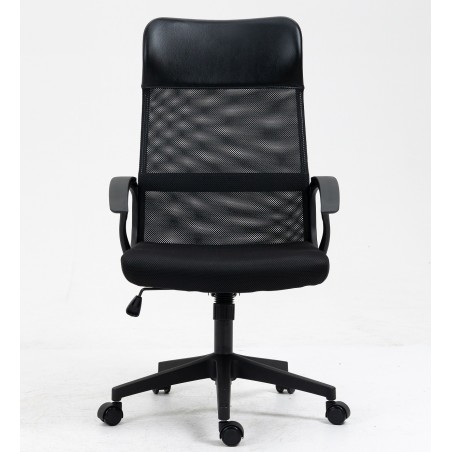 Sillón de oficina VERTON, negro, malla negra, asiento negro-1