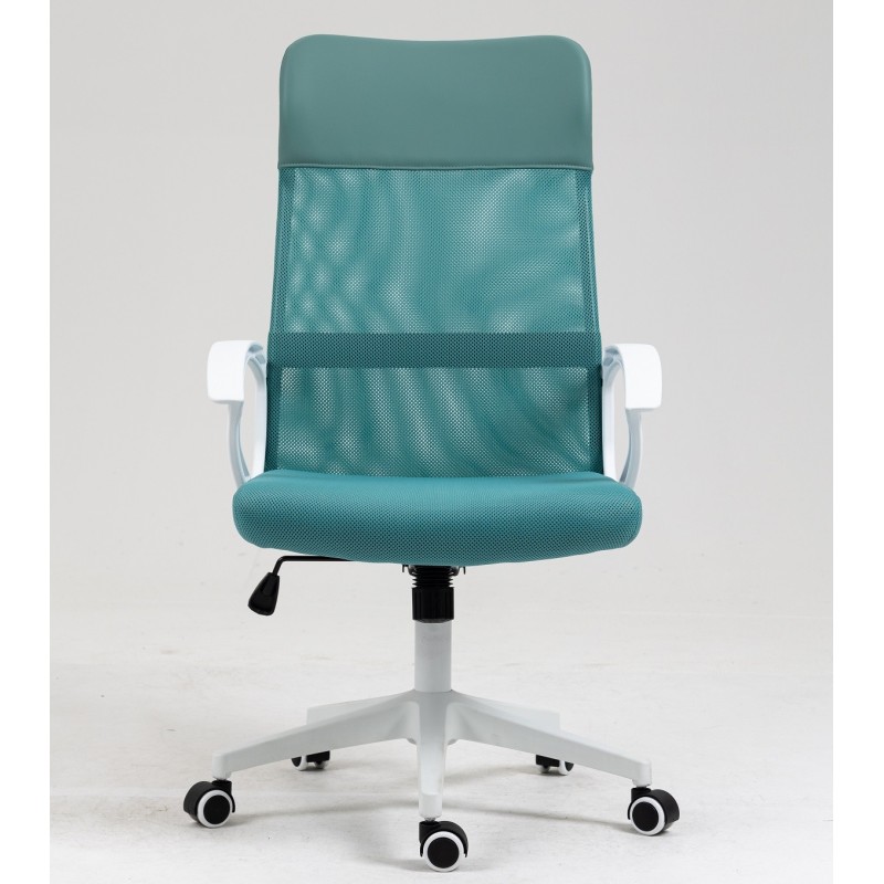 Sillón de oficina VERTON, blanco, malla y asiento verde-0