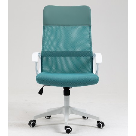 Sillón de oficina VERTON, blanco, malla y asiento verde-0