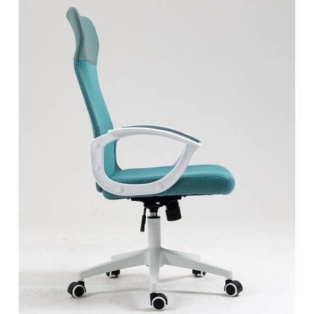 Sillón de oficina VERTON, blanco, malla y asiento verde-1