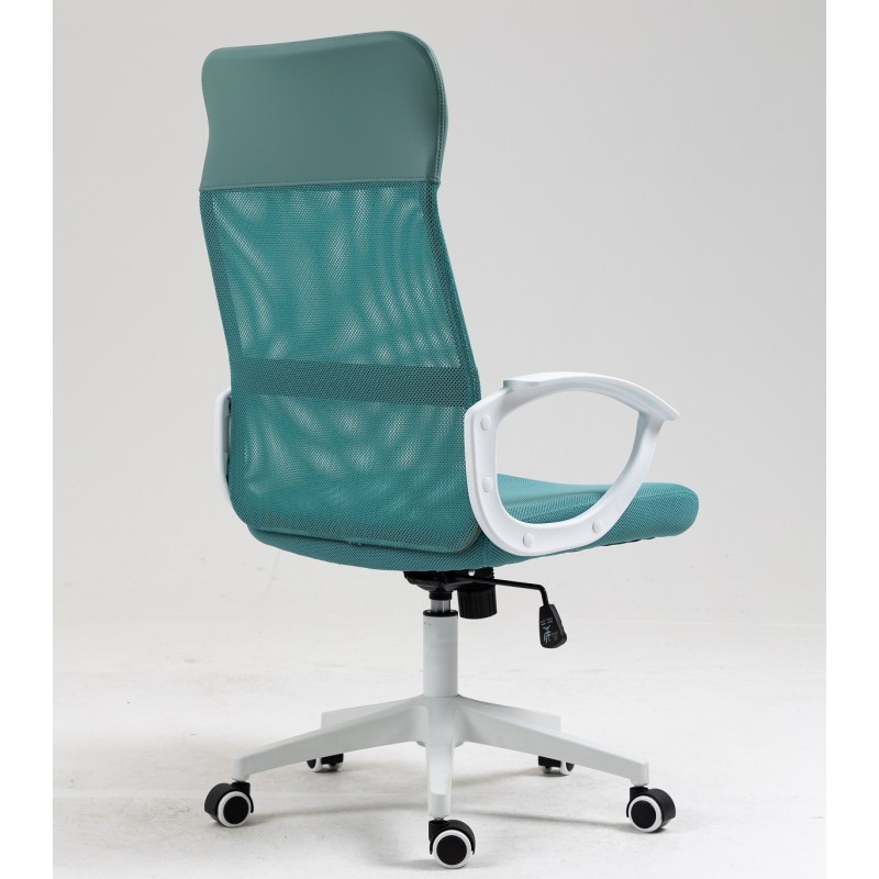 Sillón de oficina VERTON, blanco, malla y asiento verde-2