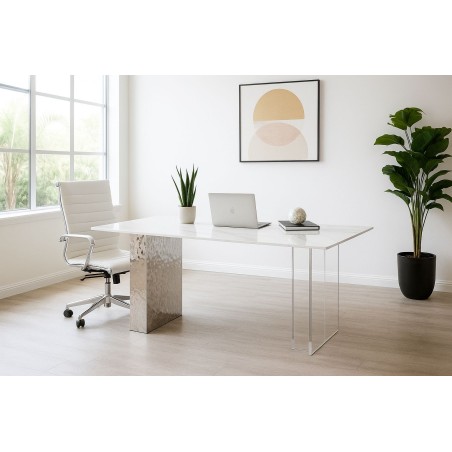 Mesa VENETO, acero inoxidable, acrílico, tapa de cerámica, 160 x 90 cms-1