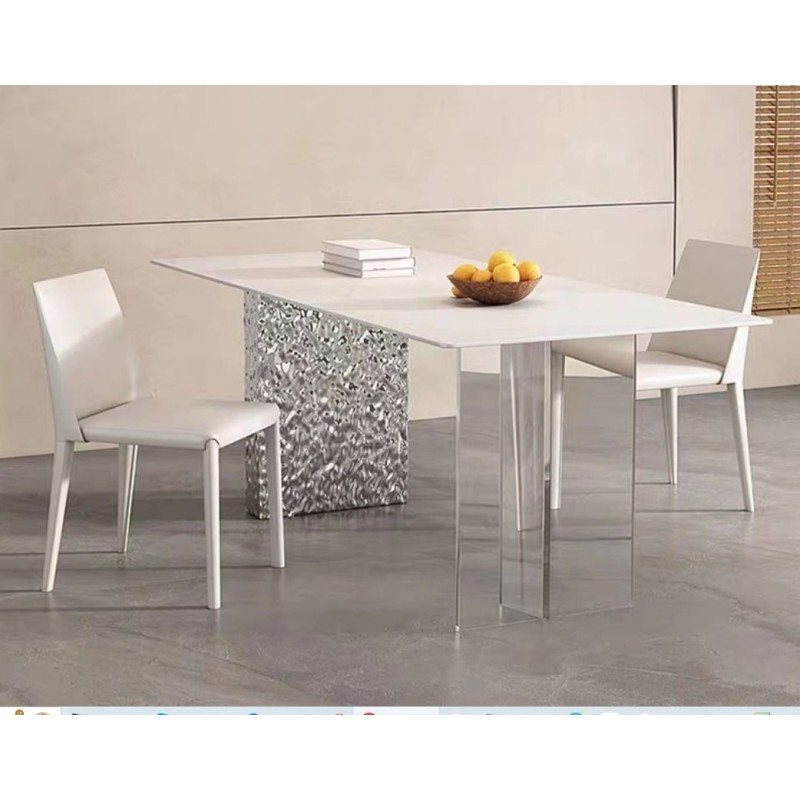 Mesa VENETO, acero inoxidable, acrílico, tapa de cerámica, 160 x 90 cms-2