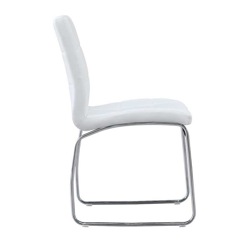 Silla BERTA, cromada, similpiel blanca-0