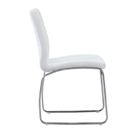 Silla BERTA, cromada, similpiel blanca-0