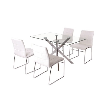 Silla BERTA, cromada, similpiel blanca-4