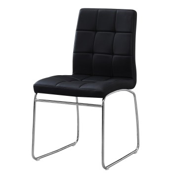 Silla BERTA, cromada, similpiel negra