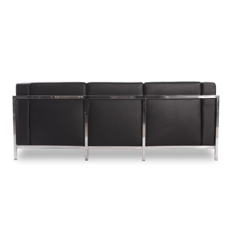 Sofá LOBBY, 3 plazas, acero inoxidable, similpiel negra-1