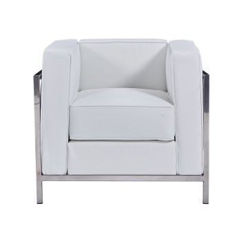 Sillón LOBBY, acero inoxidable, similpiel blanca 2