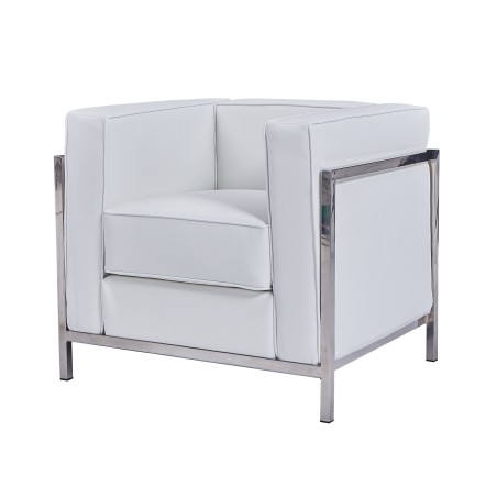 Sillón LOBBY, acero inoxidable, similpiel blanca-4