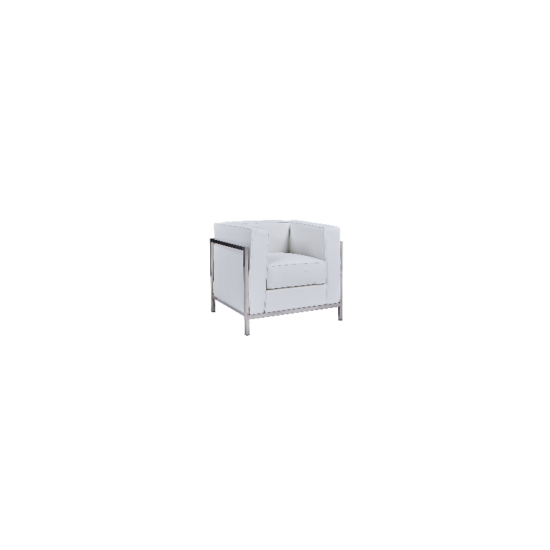 Sillón LOBBY, acero inoxidable, similpiel blanca-5