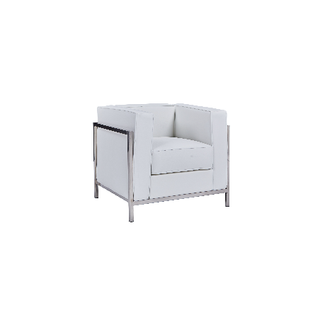 Sillón LOBBY, acero inoxidable, similpiel blanca-5
