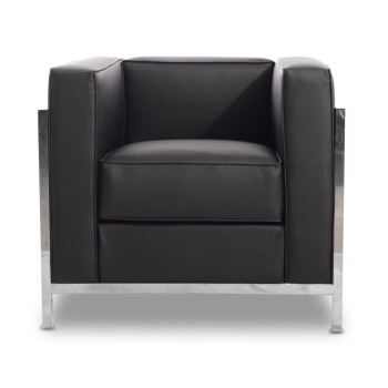 Sillón LOBBY, acero inoxidable, similpiel negra 2