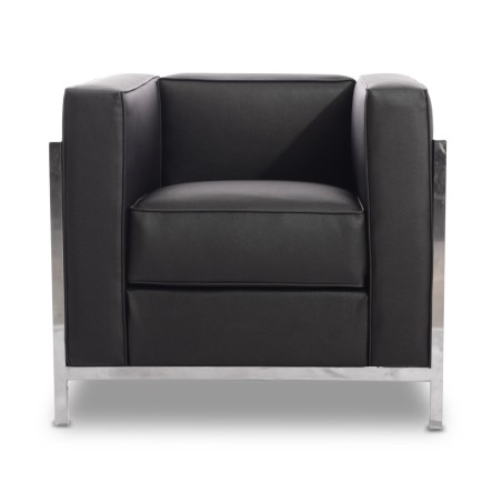 Sillón LOBBY, acero inoxidable, similpiel negra-0