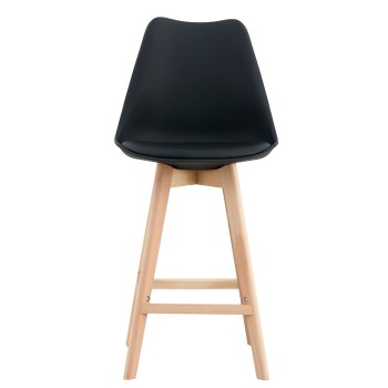 Taburete TORRE (SU), madera, negro, cojín negro 2