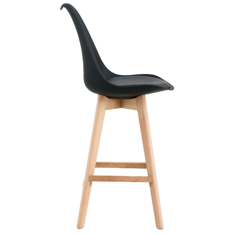 Taburete TORRE (SU), madera, negro, cojín negro-1