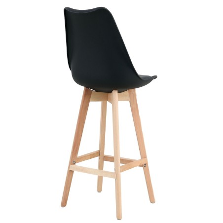 Taburete TORRE (SU), madera, negro, cojín negro-2