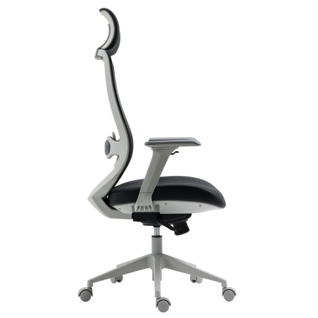 Sillón de oficina ARANJUEZ, alto, gris, ergonómico, multifunción, malla y asiento negro-1