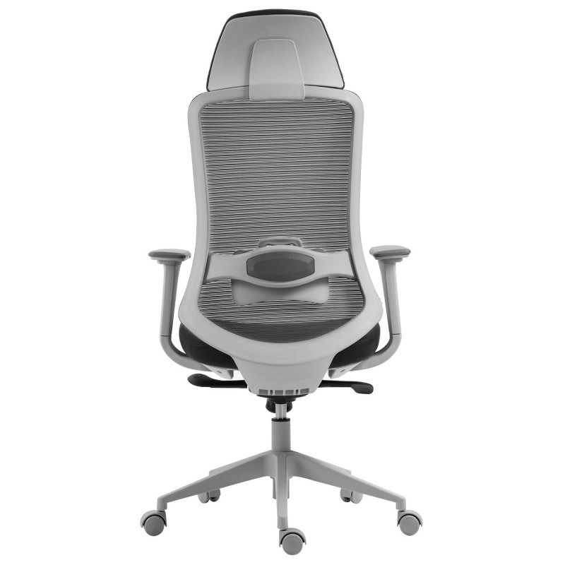 Sillón de oficina ARANJUEZ, alto, gris, ergonómico, multifunción, malla y asiento negro-2