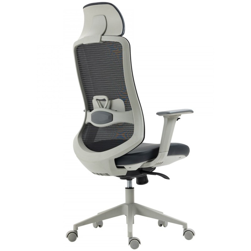 Sillón de oficina ARANJUEZ, alto, gris, ergonómico, multifunción, malla y asiento negro-3