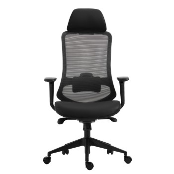 Sillón de oficina ARANJUEZ, alto, negro, ergonómico, multifunción, malla y asiento negro 2